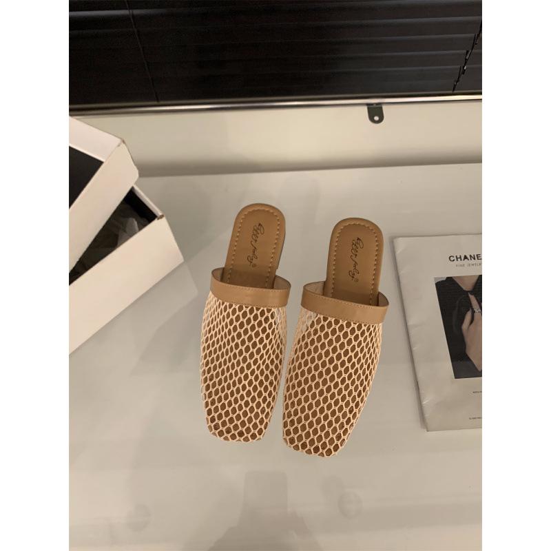 

Туфли-полушлепанцы с толстым каблуком, темпераментные, с закрытым носком, женская обувь для ношения, 2025, новая коллекция весна-лето, сетчатые, дышащие, полуоткрытые шлепанцы 40 абрикосовый