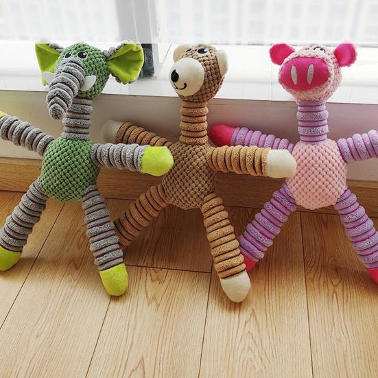 Teething Toy Puppies Animal Shape Soft Plush Chew Toy with Sound Maker Interactive Dog Toy Small Medium Dogs Puppy Play Toy