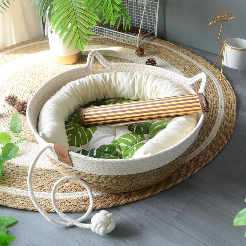 Rattan Woven Cat Bed: All-Season Winter Warm Nest for Pets