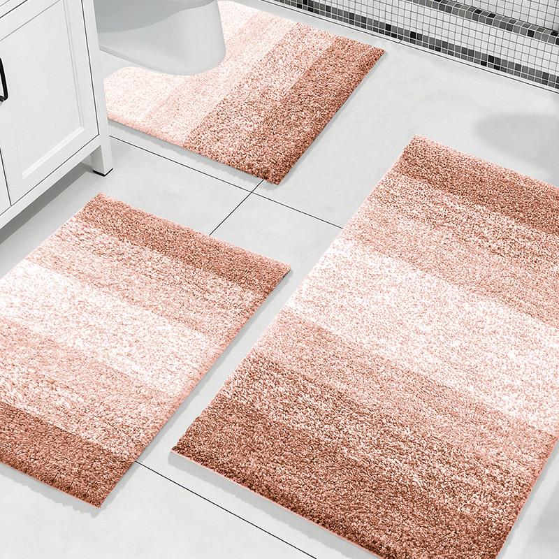 Set di Tappetini da Bagno Ispessiti in Floccato: Assorbente, Antiscivolo, Set da 3 Pezzi per WC