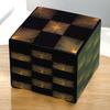 J-kitchens Lacquerware Jubako Box, 3 Tiers, 7 Inches, Black with Checkered Pine Needles, 21.0cm, Resin, Made in Japan