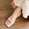 Thick Heel Pink French Cool Slippers Fairy Shoes Wear 2025 New with Skirt Bow Open-toed Sandals