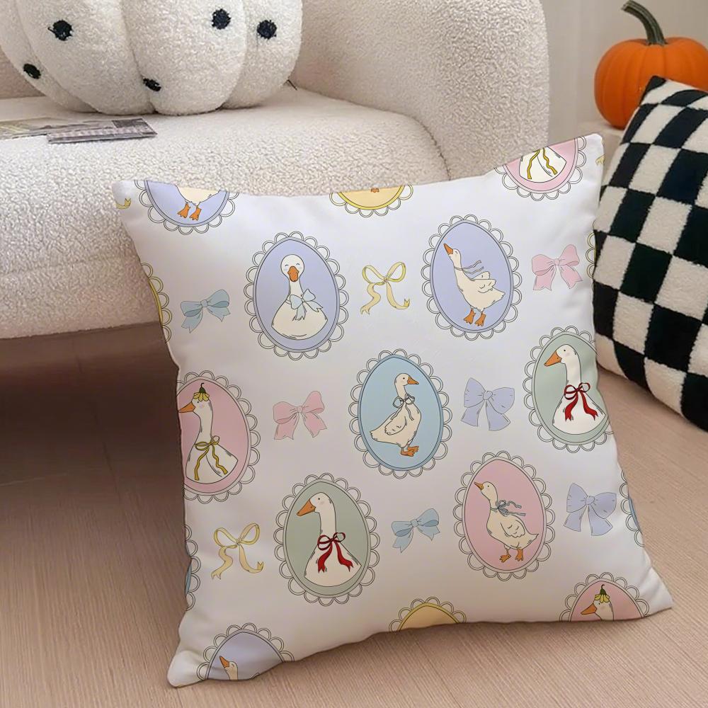 Fresh Playful EEaster Egg Rabbits Cushion Cover Throw Pillow Cover Hidden Button Durable Polyester Chair Cushion