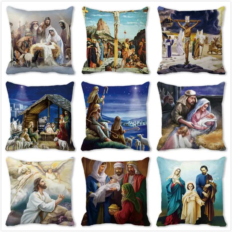 

Christmas Cushion Cover Christmas Angel Pattern Decorative Cushions Polyester Throw Pillow Case Xmas Decorations Pillows Cover 30x30cm12x12Inch
