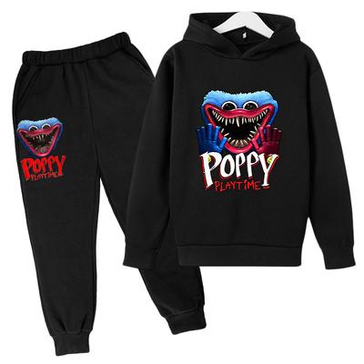 Herbst Winter Poppy Playtime Huggy Wuggy Charakter Bedruckte Hoodies Sweatpants Sets Lässig Warm Sport Langärmelige Hosen Kinder Jungen Bekleidungssets