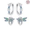 Dragonfly Butterfly Hoop Earrings For Women 925 Silver Earrings Silver Fashion Jewelry For Party Wedding Engagemen Gift