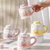 Cute Ceramic Cup with Lid, Spoon, and Straw – Perfect Birthday or Couple's Gift