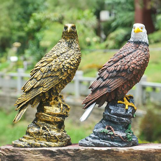 Garden Resin Eagle Statue, Outdoor Standing Eagle Sculpture, Yard Lawn Eagle Ornament, Housewarming Gift for Friends Family