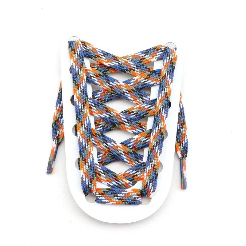 1 Pair Colorful Striped Shoe Laces for Woman Man Width 1CM Rainbow Shoelace Flat Shoelaces for Sneakers Length 100/120/140/160CM