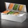 Stainless Steel Flip-Top Spice and Seasoning Storage Box for Kitchen or Restaurant Use