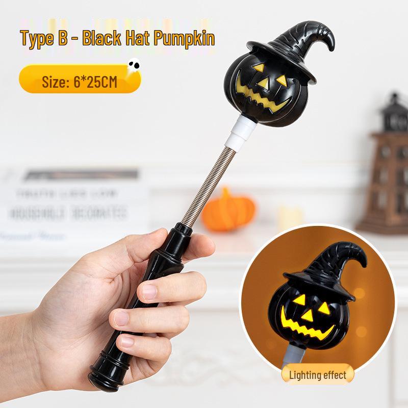 Halloween Pumpkin Lantern Hand-Crank Light-Up Stick for Kids - Festive Decoration and Gift