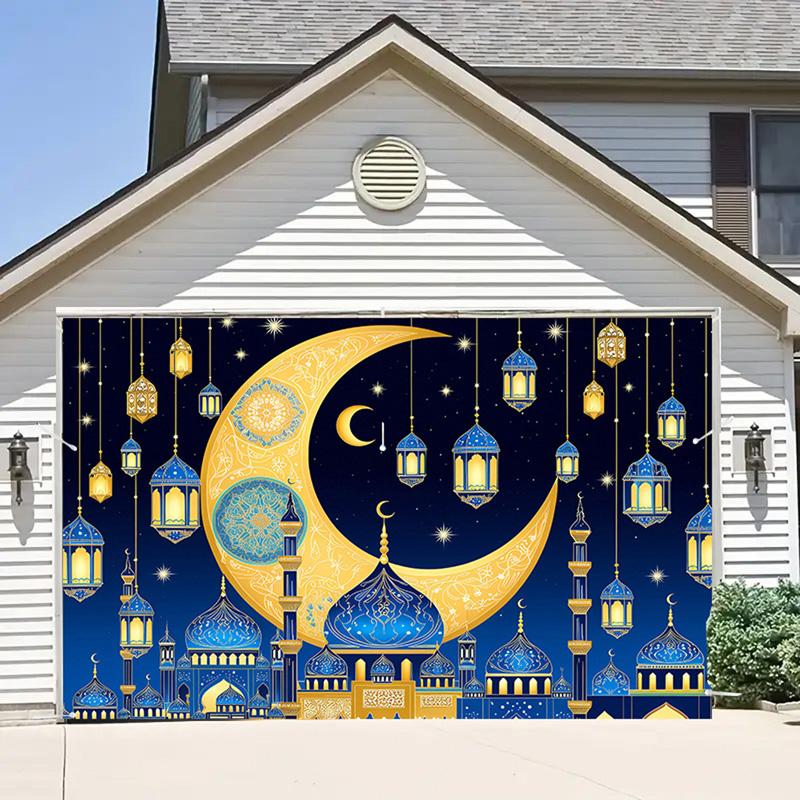 Photo Backdrop Blue Eid Al-Adha Backdrop Ramadan Mubarak Islamic Muslim Festival Background for Studio Photography,Party,Event Supplies