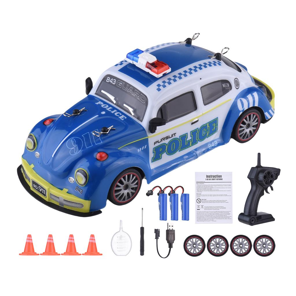 Remote Control Car, 1:18 Scale 2.4Ghz 4WD Drift Car with Spray and LED Lights, Racing Vehicle for Ki