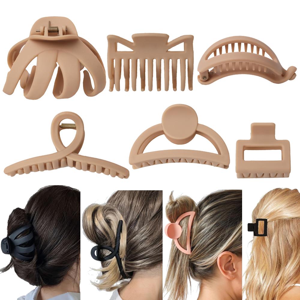 6 Stück farbige neutrale Kern-Klammer-Haarspangen für dickes Haar, Damen-Haarschmuck, modische Kunststoff-Krabbenkralle Bobby P