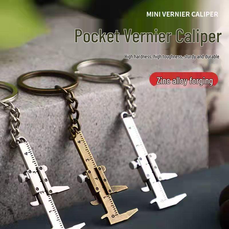 Portable Mini Vernier Caliper Keychain 0-40mm Zinc Alloy Measuring Tool Pendant