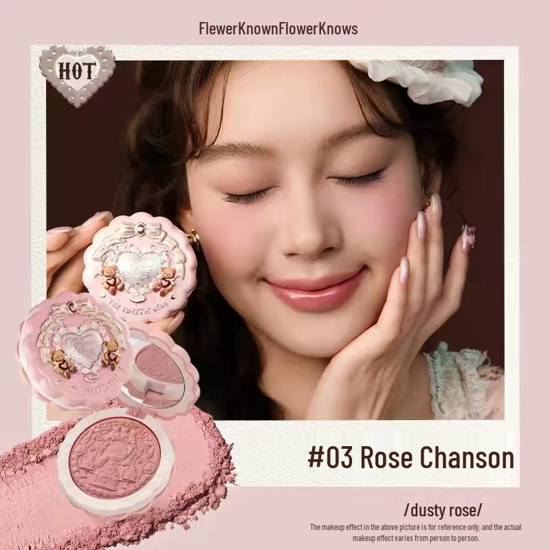 Хуа Чжи Сяо Милый Сатиновый Медведь Румяна: Высокая пигментация, Легкое нанесение, Оригинальный новый продукт