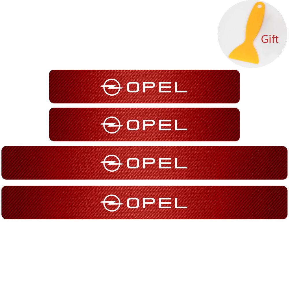 4pcs 3D Car Styling Car Door Carbon Fiber Sill Scuff Plate Decor Sticker For Opel OPC Astra G H J K F Corsa D Zafira B Insignia