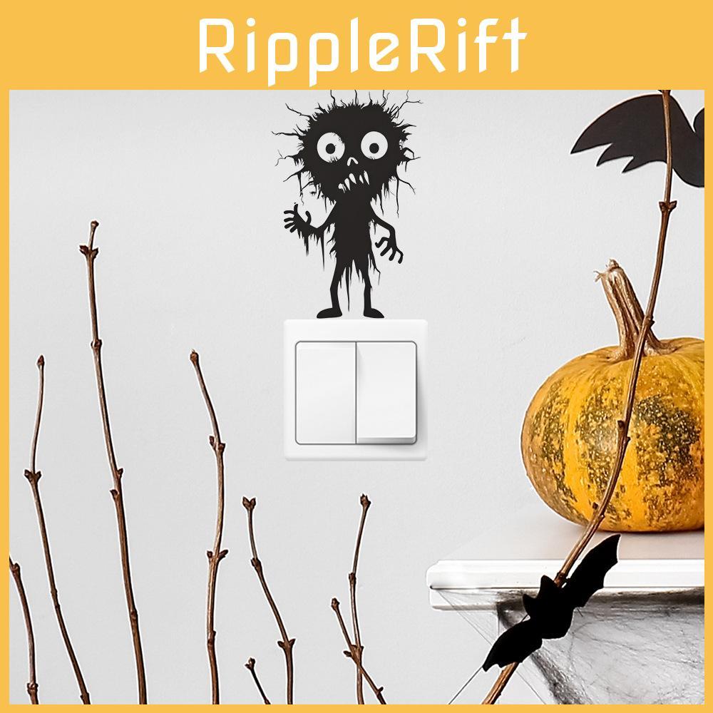 Black Features Halloween Cartoon Switch Sticker Pvc Wall Decor For Room Living