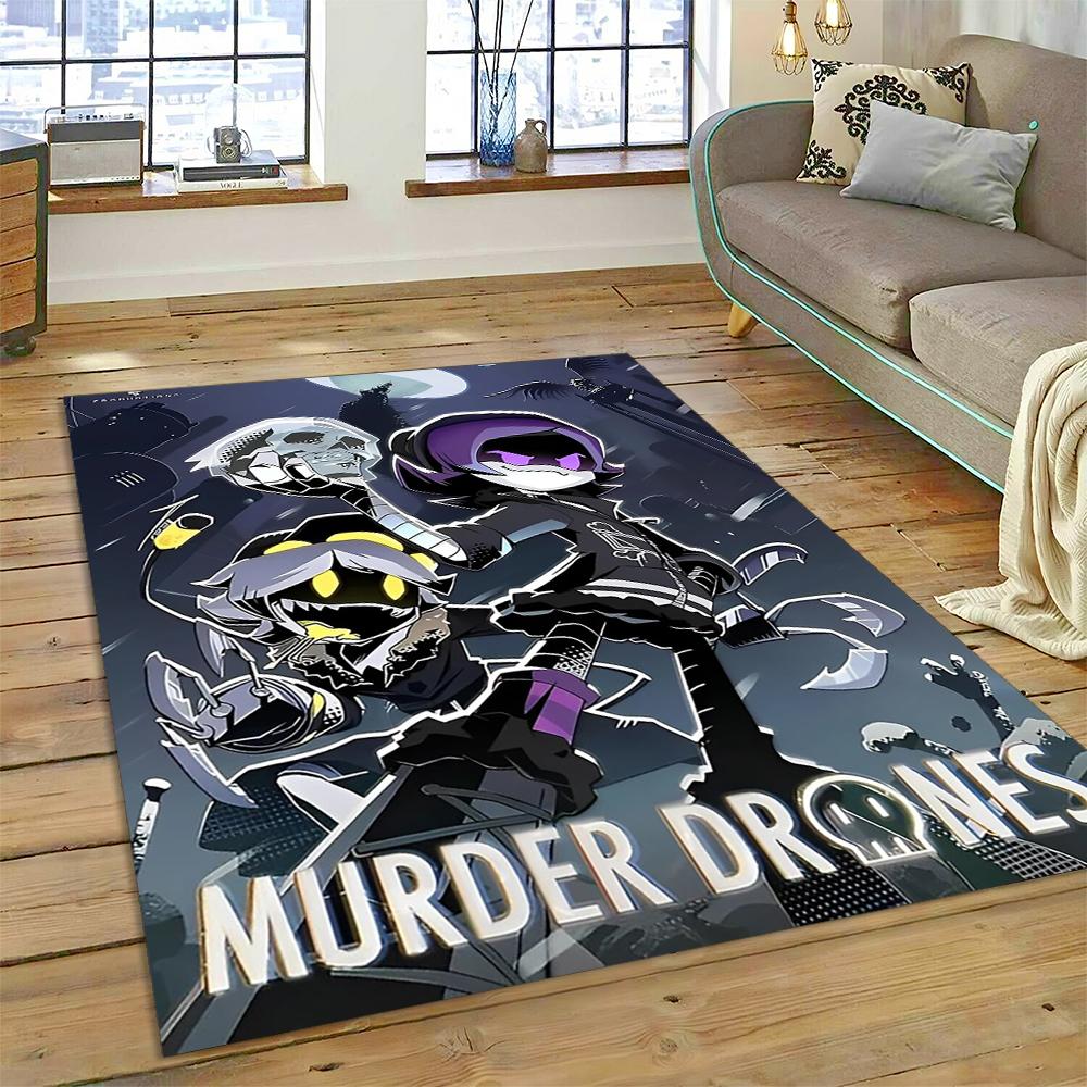 2025 New Style Cartoon Murder Drones Uzi Robot 3D Rug Carpet for Living Room Bedroom Home Decor, Floor Mat Non-slip Sofa Doormat