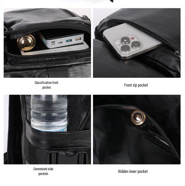 Herren Retro PU Leder Cross-Border Laptop- & Reiserucksack mit großem Fassungsvermögen