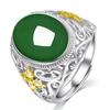 Fashion 925 Silver Ring, Imitation Natural Jade Ring, Unique Circular Design, Excellent Gift Choice, Exquisite Jewelry, Green Ri