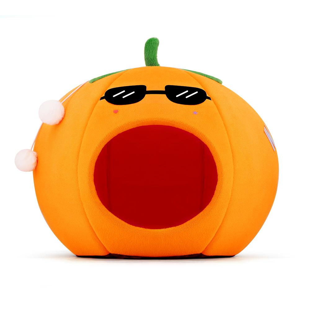 Orange cat bed cute pet cat bed suitable for cats and dogs to keep warm semi-enclosed cat sleeping for all seasons