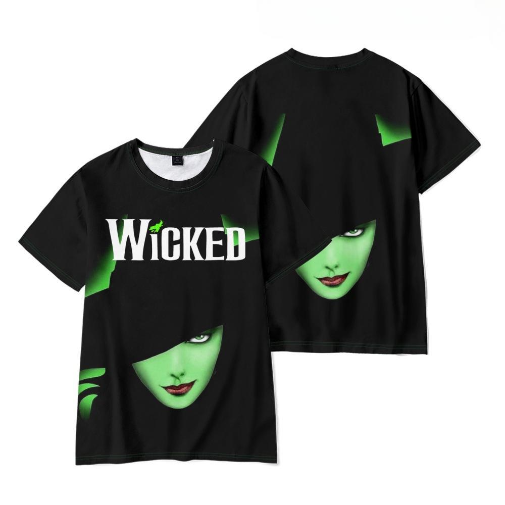 Summer Round Neck 3D Witch Printed Top Fashionable Casual Short Sleeved Women's T-shirts