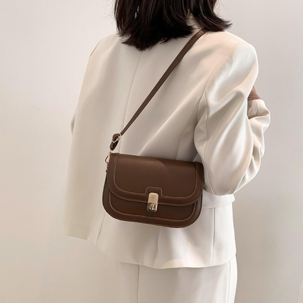 Korean Style PU Leather Shoulder Bag Square Women Underarm Bag Simple Crossbody Bag  Outdoor