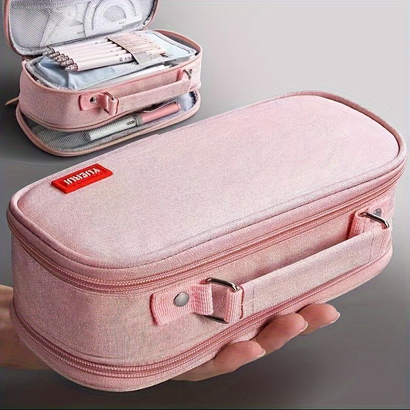 Spacious Canvas Pencil Case with Zipper - Durable Portable Stationery Organizer for School and Office Supplies Pencil Case Pouch