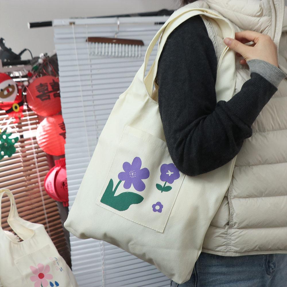 Versatile Flower Tote Bag Large Capacity Women's Armpit Bag Cute Canvas Shoulder Bag Ladies