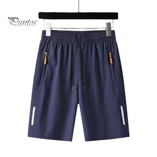 Sportshorts for menn Ensfarget rett elastisk midje Uformell daglig slitasje Plussstørrelse Glidelåslommer Retro tynne knelengde sommershorts Herreklær