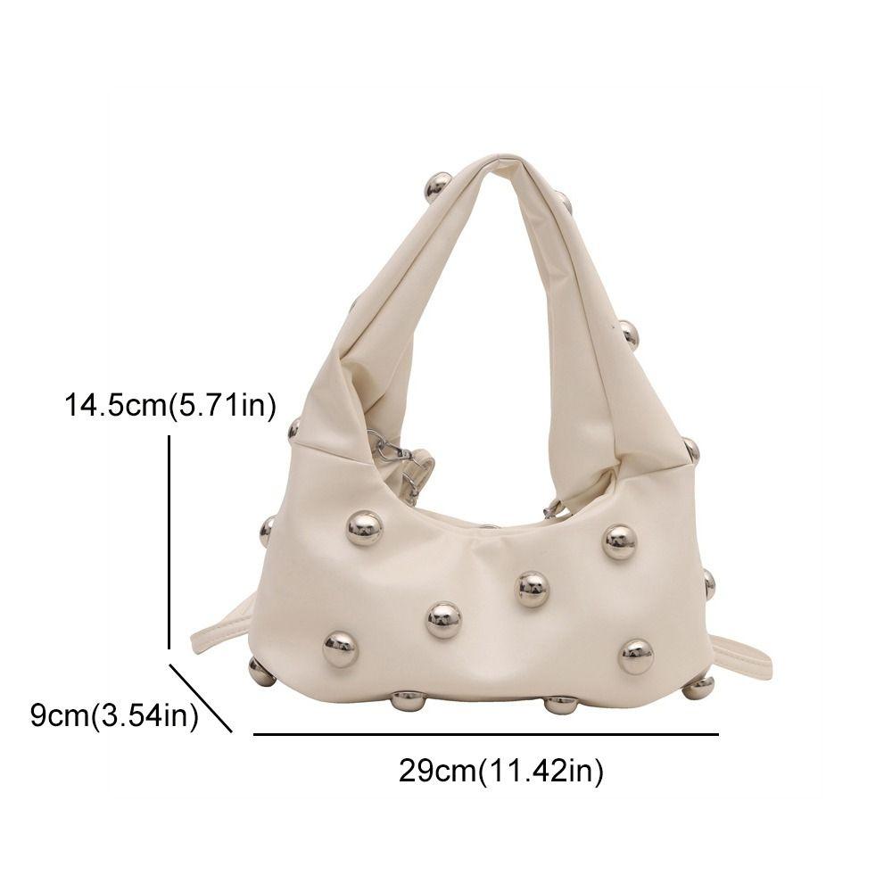 Punk Style Rivet Shoulder Bag PU Leather Women's Handbag Fashion Rivet Underarm Bag  Girls