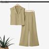 ZANZEA Women Sleeveless Vest Tops and Long Pants Casual Two Piece Suit Sets