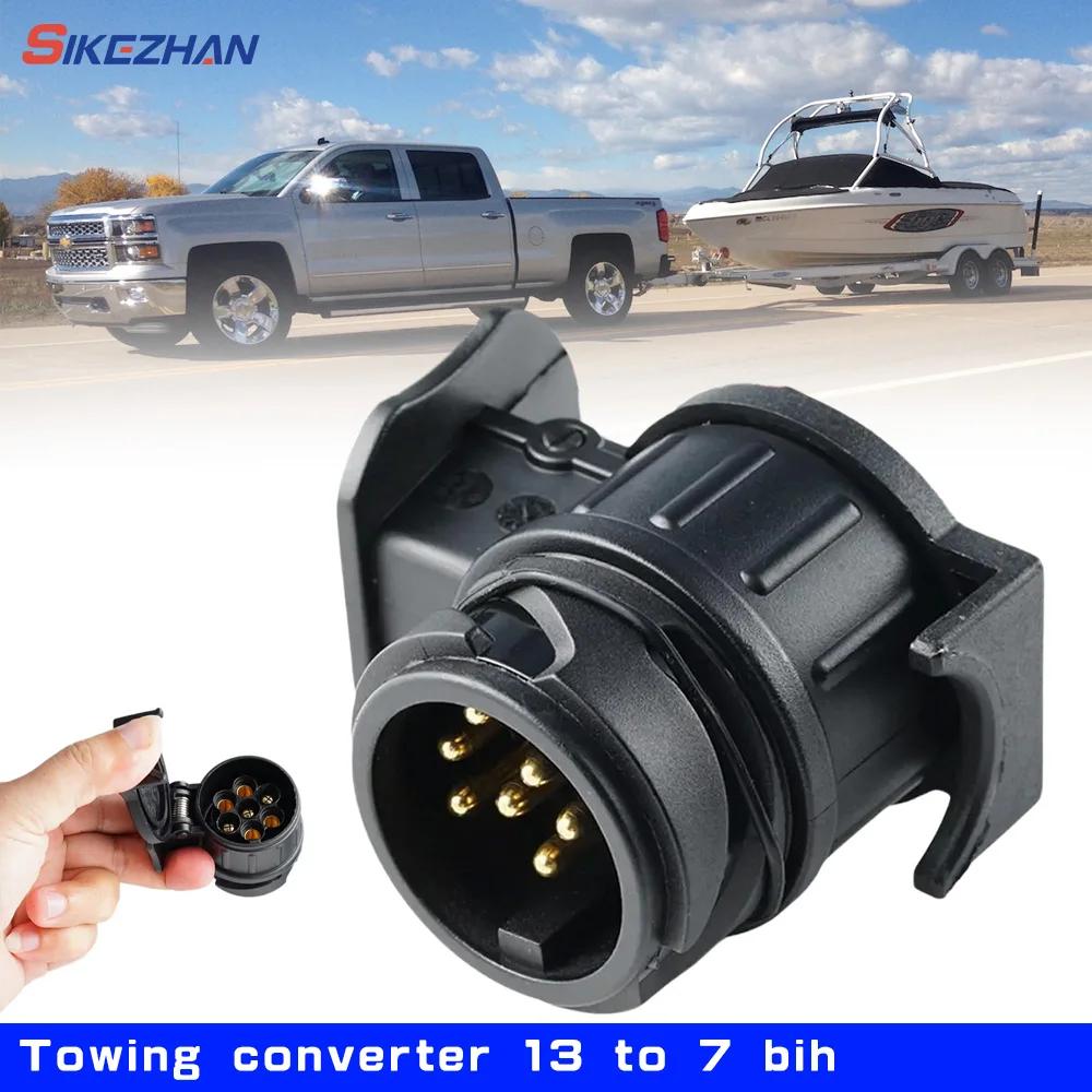 13 To 7 Pin Plug Socket Waterproof Truck Towing Electric Adapter For European Standard Trailer Converter Tow Accessorie