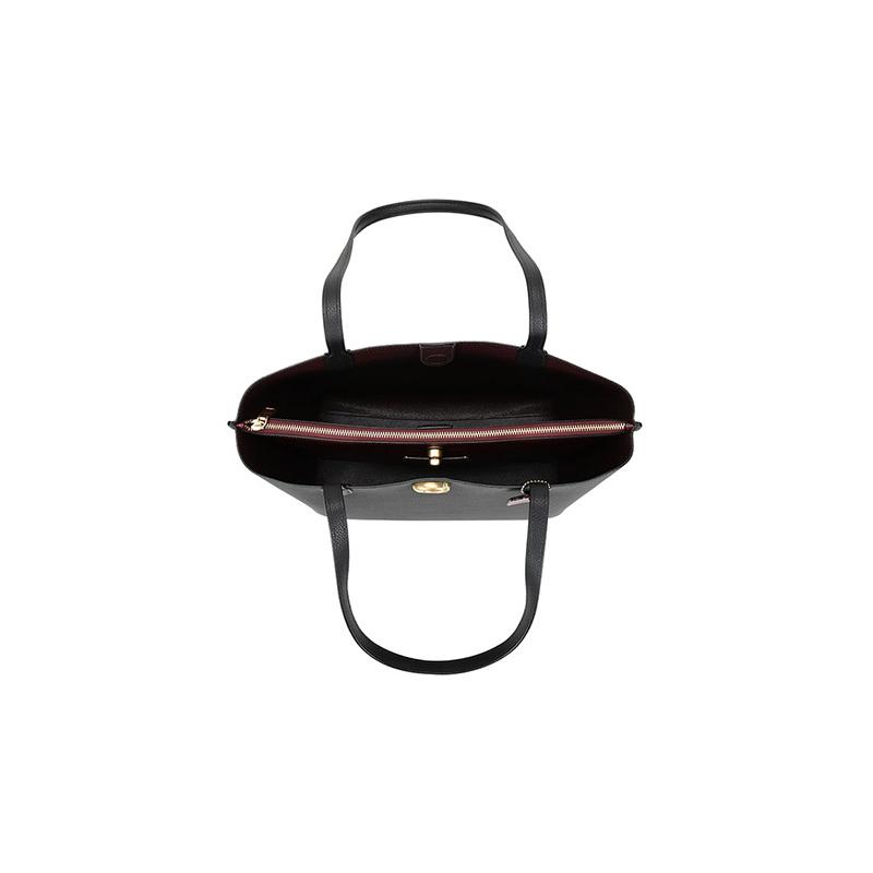 Coach 34 Large Capacity Knob Solid Color Leather Tote Bag Tote Bag Shopping Bag Hand Shoulder Bag Large Size Women's Black