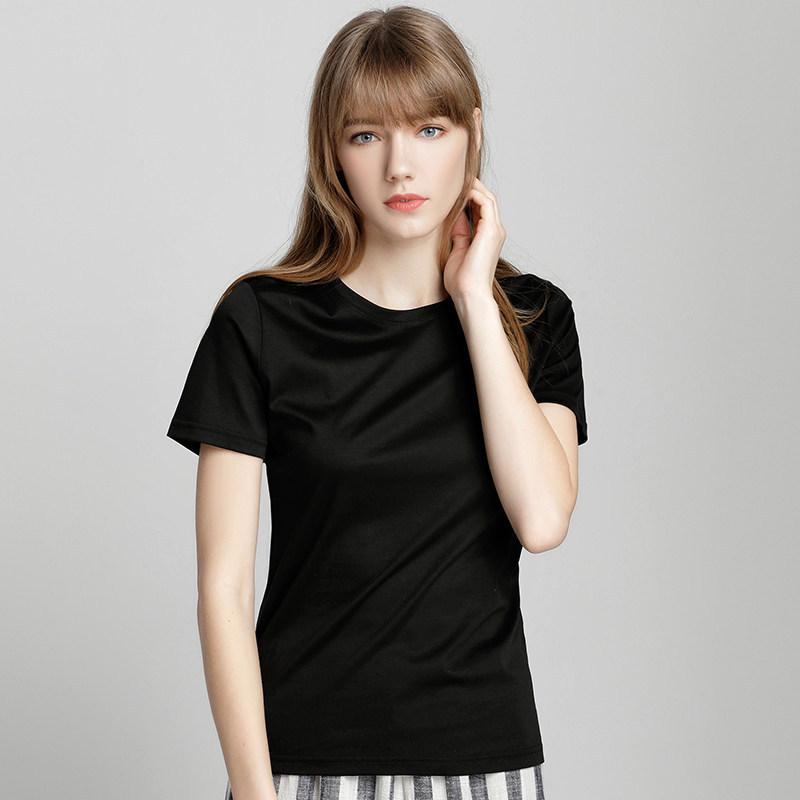 2026 Luxury Women's Double-sided Mercerized Cotton T-shirt, 230g, Short Sleeve, White, Versatile Round Neck for Summer