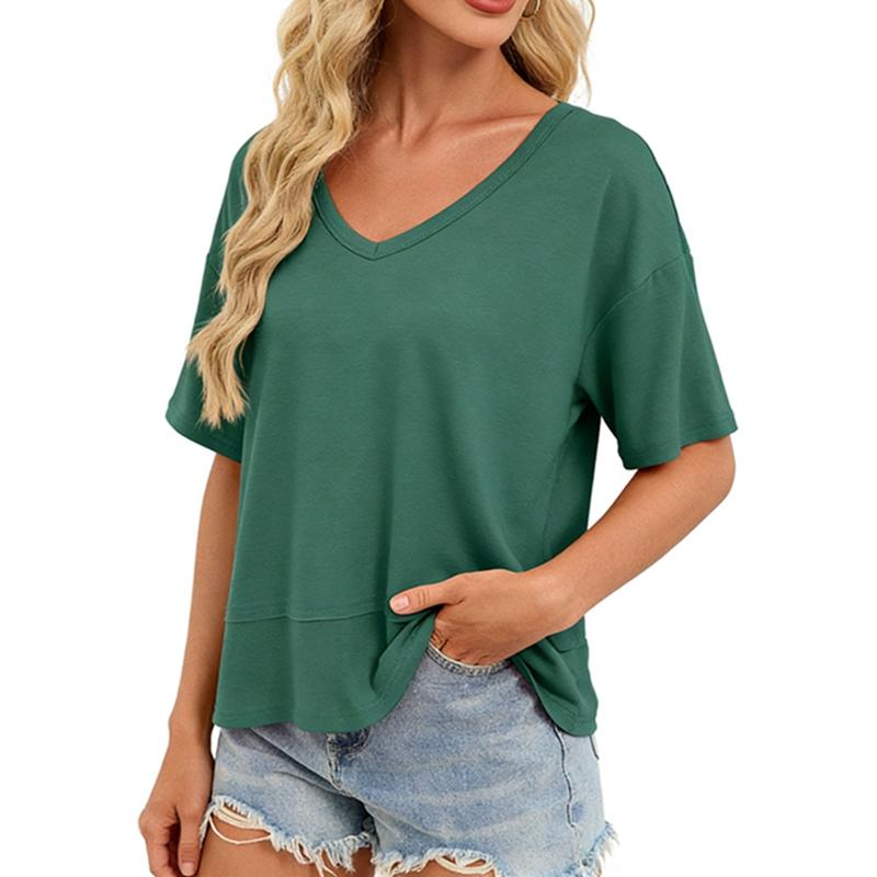Women's V-Neck Short Sleeve Top Loose T-shirt
