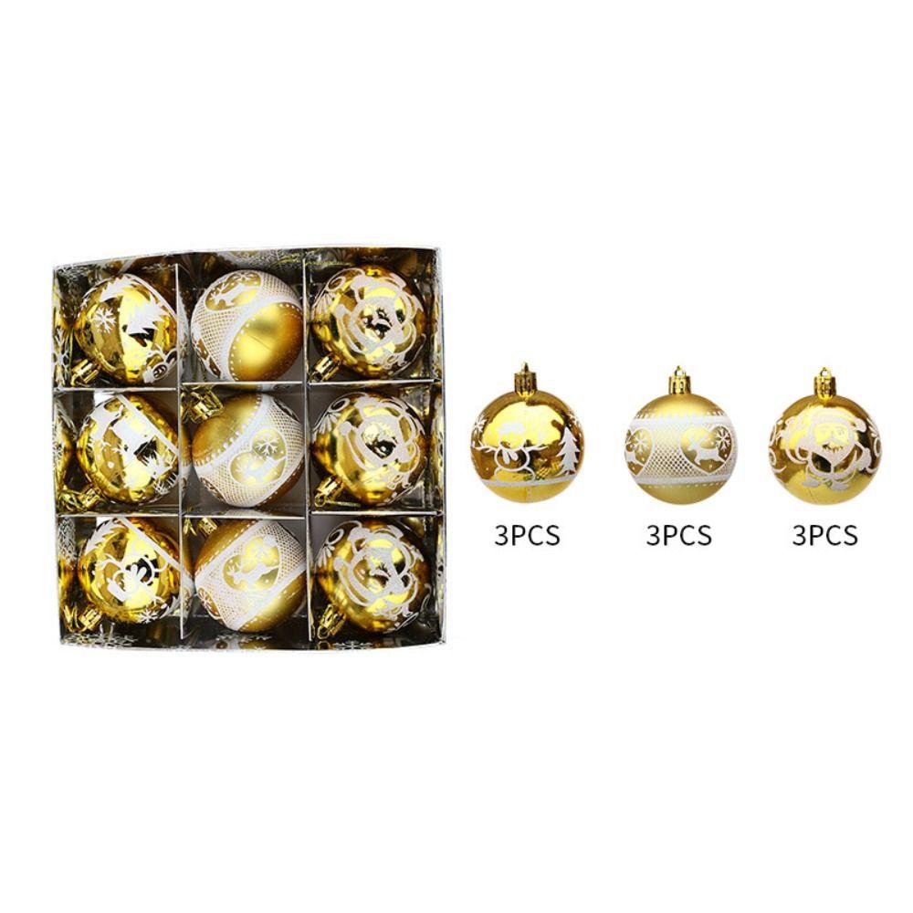 

9pcs 6cm Hanging Bauble Ornament Plastic Xmas Tree Hanging Ornament Christmas Decoration Home золотой