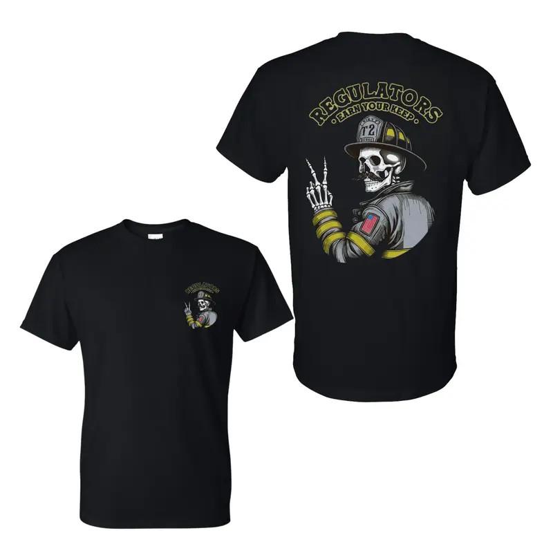 Regulators Earn Your Keep Skeleton Firefighter T-Shirt, 2 Sides, Dirty South Sta S разноцветный