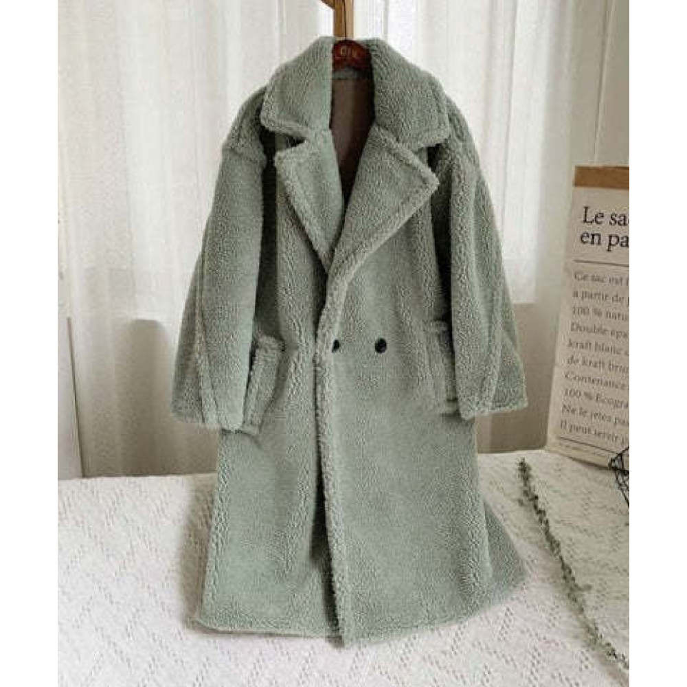 Loose Fur All-in-one Imitation Fur Jacket For Women Mid-length Large Trench Coat Lambswool