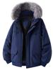 Petite 2025 Winter American Workwear Parka: Thick Hooded Down Cotton Jacket with Fur Collar
