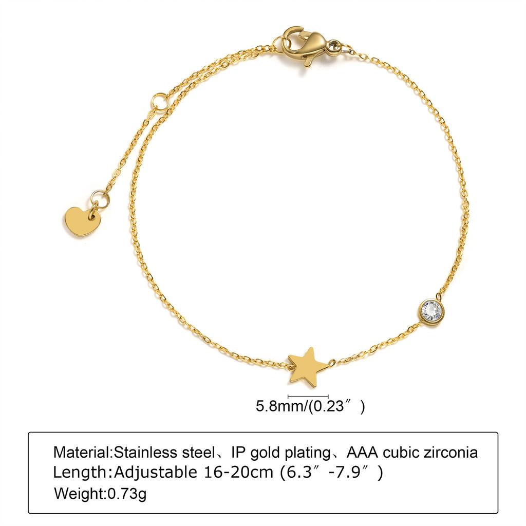 Stainless Steel Four-Pointed Star Chain Bracelet for Women,Double Layered Starfish Bracelets, Fashion Jewelry Mother's Day Gift