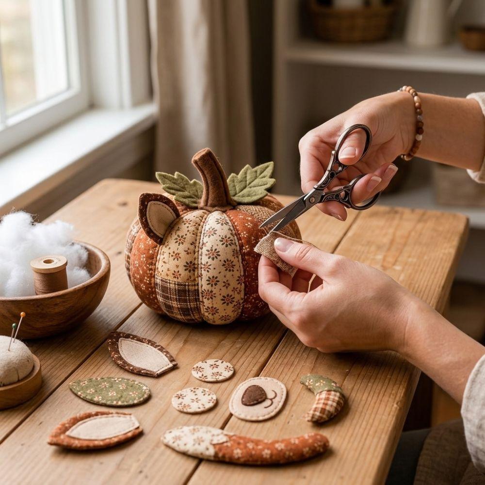 Owl Bear DIY Patchwork Pumpkin Friends Kit Fall Animal Stuffed Patchwork Holiday Desk Decoration