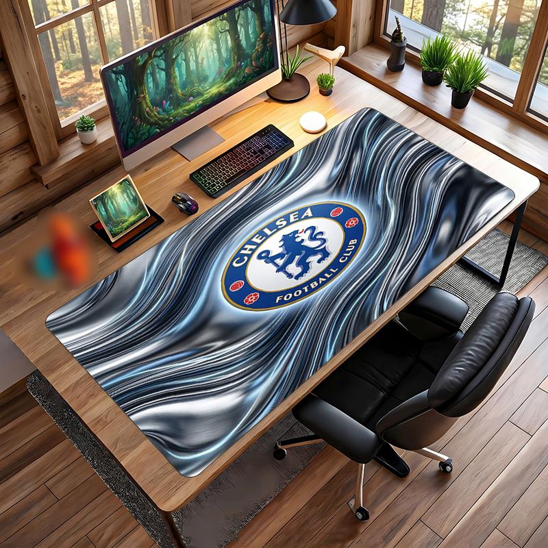 Tappetino per Mouse Grande Stampato Chelsea FC, Tappetino da Scrivania Gaming Morbido in Gomma Antiscivolo per Decorazione Ufficio Laptop Computer