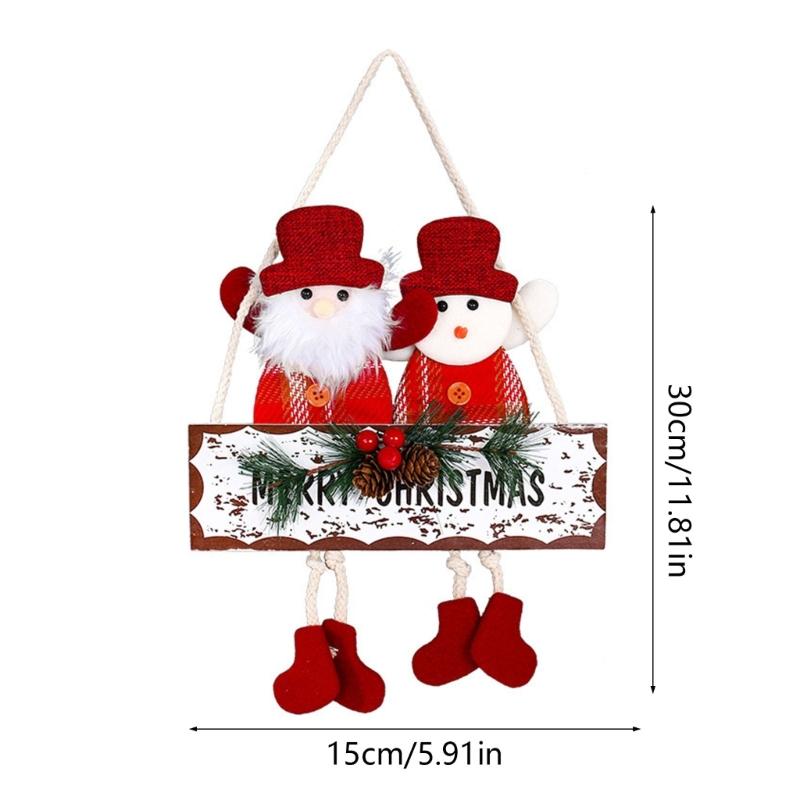 Festival Double Face Santa And Reindeers Hanging Decoration Outdoor Christmas Decorations