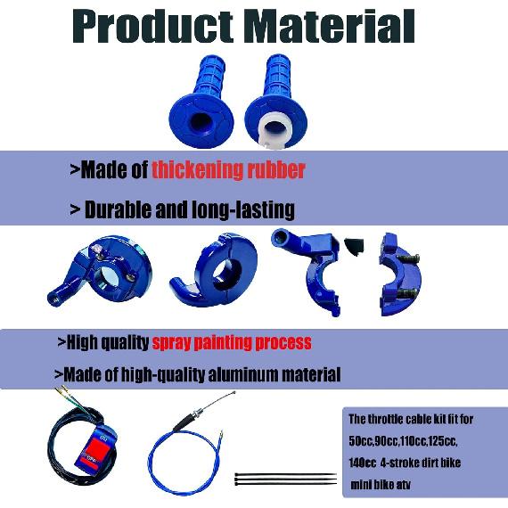 7/8 22Mm Twist Throttle Accelerator Handle Grips For Pit Bike Mini Bike Throttle Cable Kit 4-Stroke Dirt Bike Pocket Bike For 50Cc 90Cc 110Cc