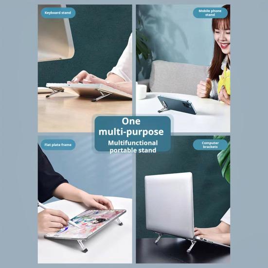 2Pcs Adjustable Laptop Stability Foldable Design Stand High Desk Ergonomic Aluminum Foldable Portable