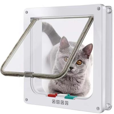 Cat Flap Door for Interior Exterior Doors Windows Magnetic 4 Way Lock ABS Plastic Pet Gate Safety Entry Exit for Cats Dogs
