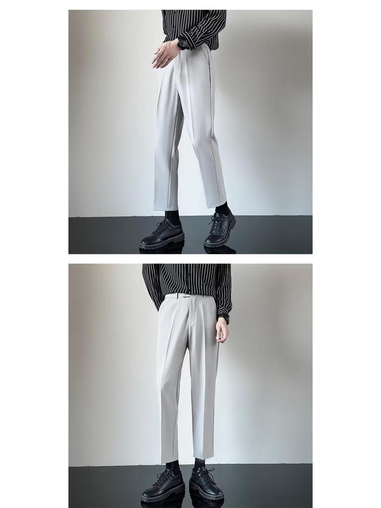 Men's Lightweight Korean Style Slim Fit Casual Suit Pants