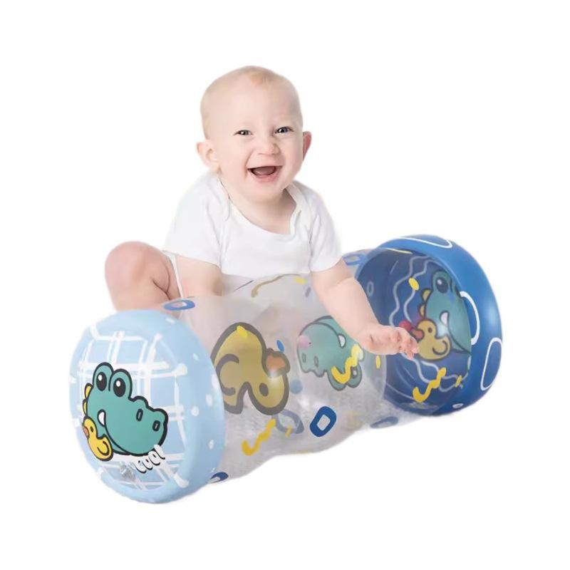 Andador inflable para bebé Tambor de gateo de PVC para bebé Juguetes de ejercicios de gateo para la primera infancia con cascabeles